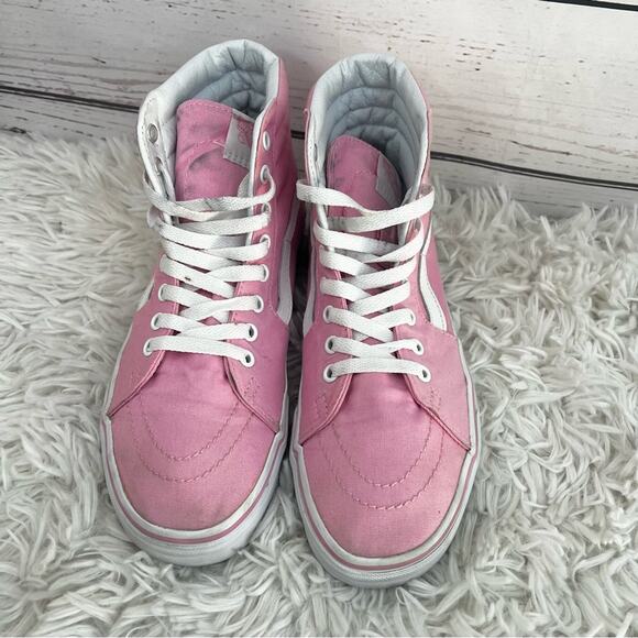 Vans Sk8 Hi Pink and White Canvas High-Top Sneakers Unisex 8 Men - 9.5 Women - Picture 15 of 15